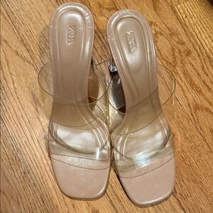 Zara Women's Transparent and Beige Heels